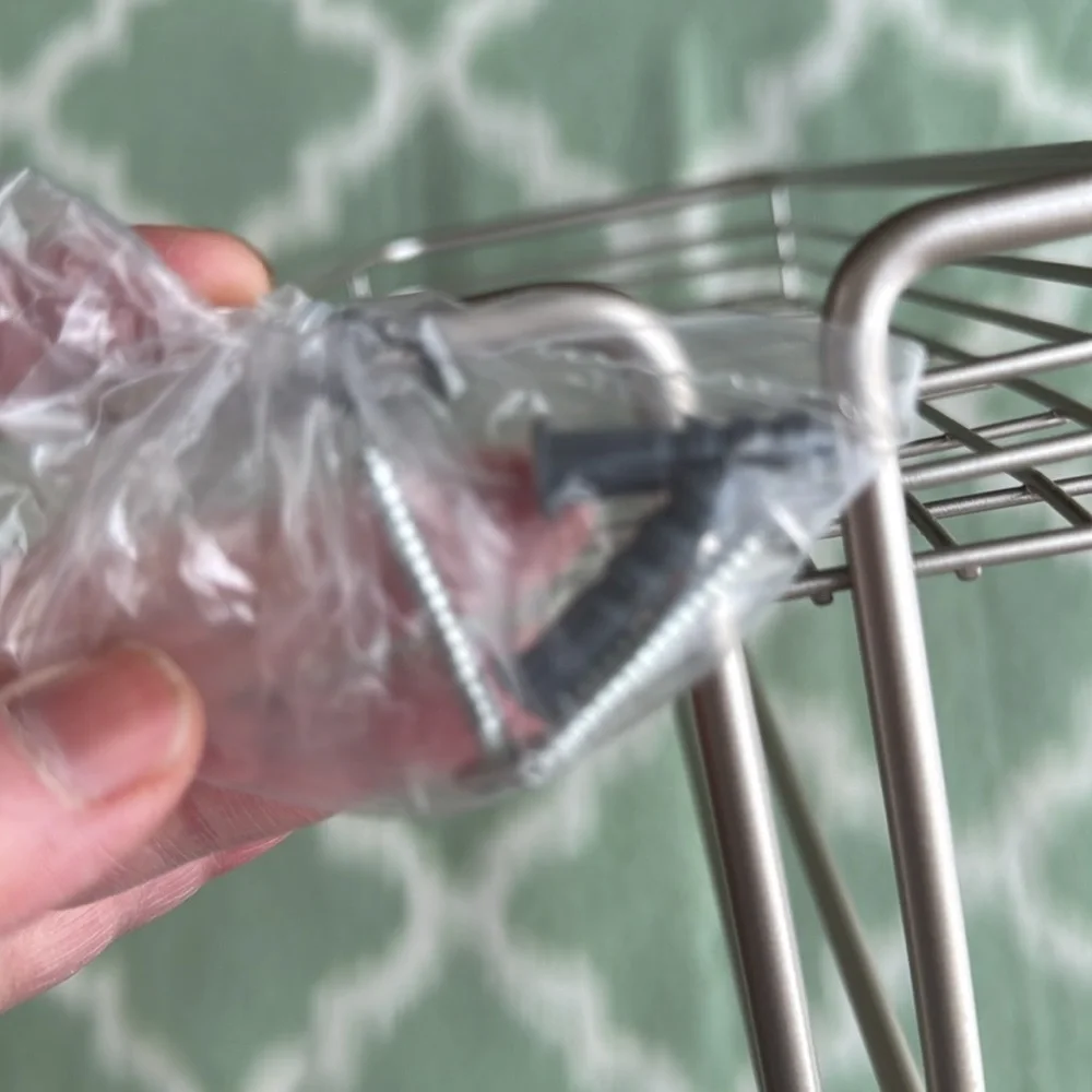 NEW brushed nickel metal wire basket with towel bar
